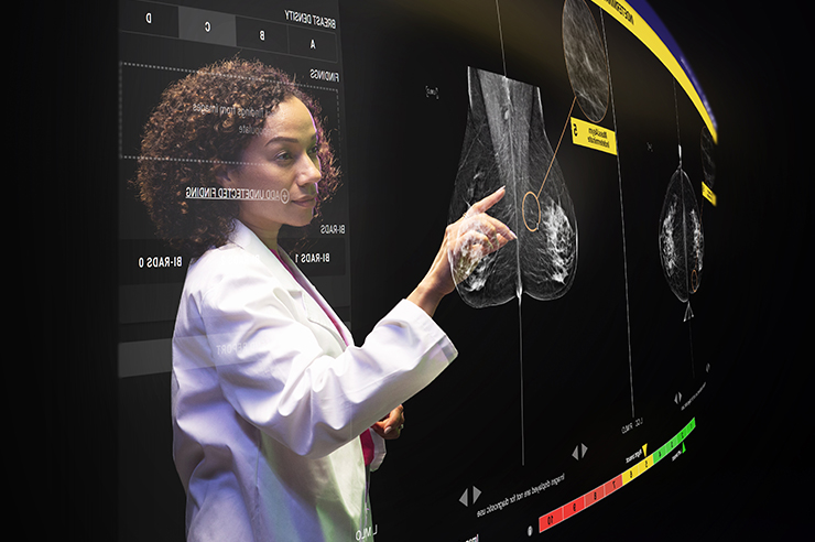 Technician analyzing AI data