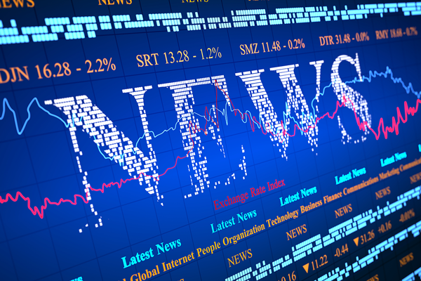 Digital screen displaying the word "News".